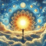 Un homme debout dans les nuages avec le soleil derrière lui, offrant des séances d'hypnose en ligne pour calmer l'anxiété.