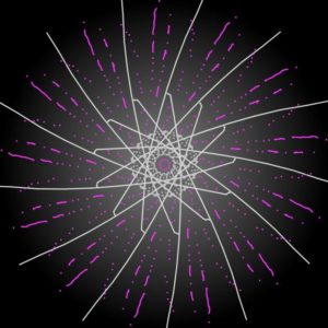 Un mandala violet sur fond noir.