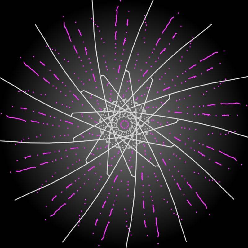Un mandala violet sur fond noir.